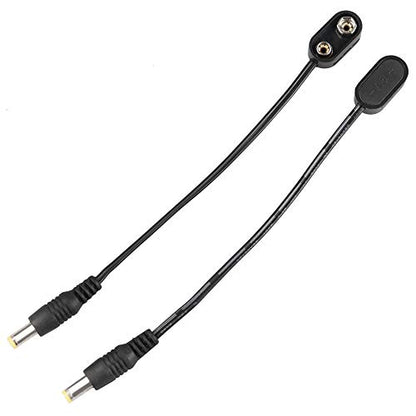 9V Battery Clip Converter Power Cable Connector 2.1 x 5.5mm Straight Angle - size: Straight Angle, 2 Cable