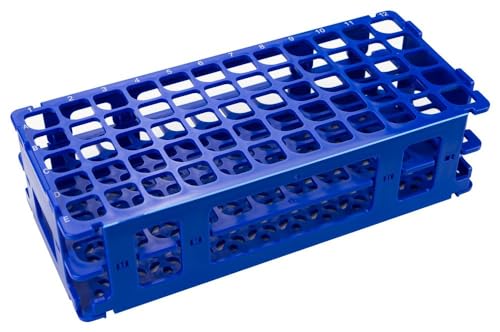 Caplugs Evergreen 240-3201-B8SI RT Series Test Tube Rack for 17 mm Tubes, 60 Places, Blue Polypropylene Co-Polymer, Lightweight, Stackable, Autoclavable, Collapsible, Submersible, Testing, Laboratory - color: Blue
