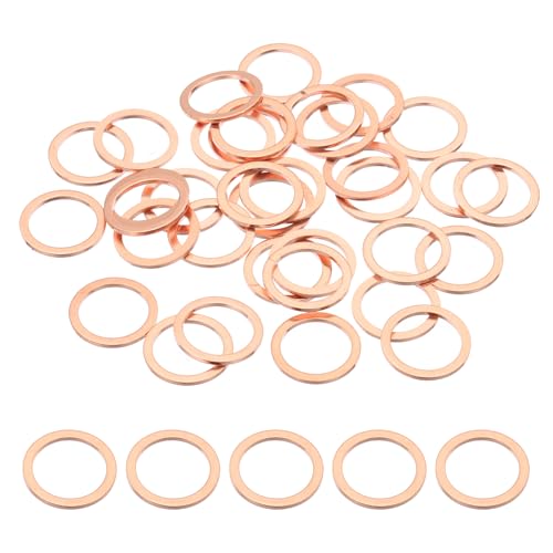 PATIKIL 35PCS M12 Copper Washers, M12x16x1mm Copper Crush Washer Metric Flat Washers Sealing Washers Assortment Kit Oil Drain Plug Gasket Ring for Automotive Battery Vehicles Screws Bolt - size: M12x16x1mm
