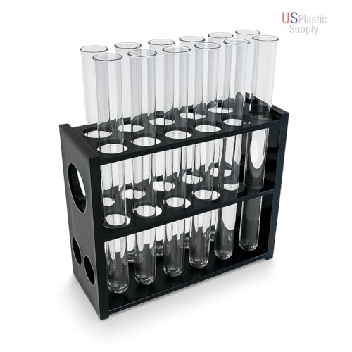 Black Acrylic Test Tube Rack – 13-Hole Dual-Sided/Multi-Use Flippable Stand for 10 ml Tubes