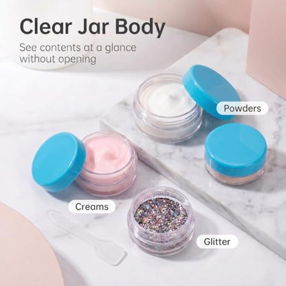 3 Gram Sample Containers 100 Count Empty Lip Balm Containers with Labels - color: Blue