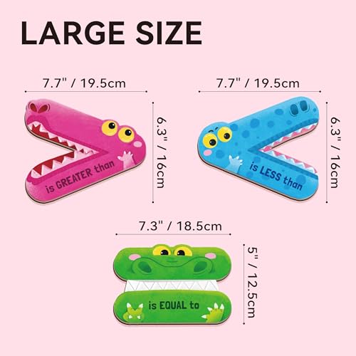 Dotimo Math Manipulatives 1st Grade, Magnetic Math Signs Jumbo Magnetic Symbols Set for Kids Ages 4-8, Greater Than/Less Than/Equal Signs, Homeschool Supplies (3 Magnetic Math Signs)