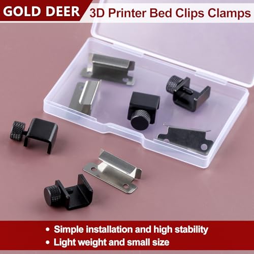 8PCS 3D Printer Bed Clips Clamps Ender 3 Glass Plate Clamps 3D Printer Build Plate Clips 3D Printer Heated Bed Glass 3D Printer Fix Clamp Adjustable Fixed Clips Glass Bed Stable Clamps
