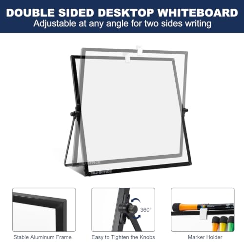 TSJ OFFICE Small White Board - 12 X 12 Inches Black Framed Dry Erase Board - color: Black, size: 12"W x 12"H