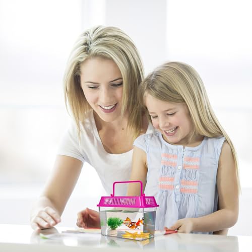 NOLITOY 4Pcs Mini Portable Fish Tank Turtle Box: Small Frog Habitat, Bug Cage Critter Keeper - Clear Reptile Enclosure Cricket Container Tarantula Breeding Box Travel Carrier for Beta Snails