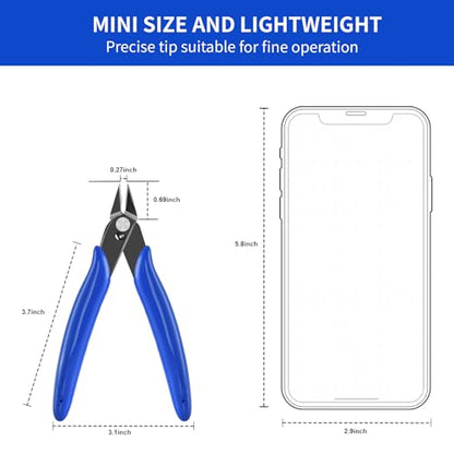 Micro Flush Cutter, 2-Pack Wire Cutters, 5“ Sharp Cutting Pliers - color: 2 Pack