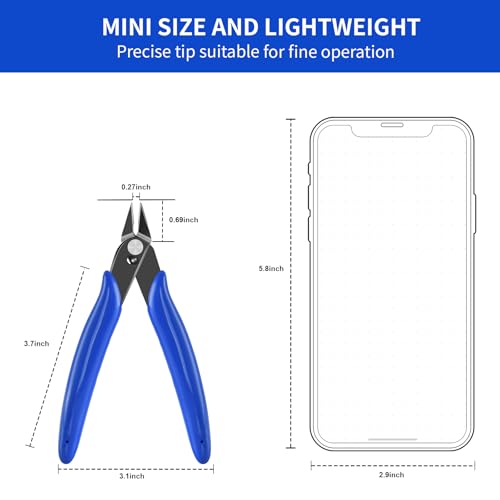 Micro Flush Cutter, 5-Pack Wire Cutters, 5”Side Cutting Pliers - color: 5 Pack