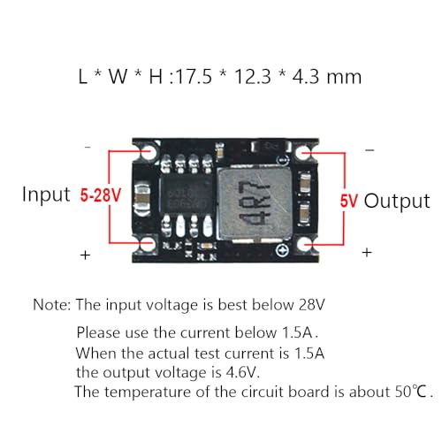 MP1584EN 5pcs Mini 5V Buck Converter Board - 5-30V to 5V, 1.8A Output, Small Size, Black - style: Black 5V