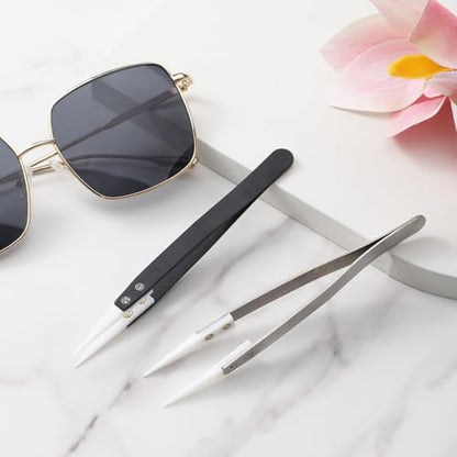 2 Pcs Ceramic Tweezers, Non-Conductive Fine Point Tweezers