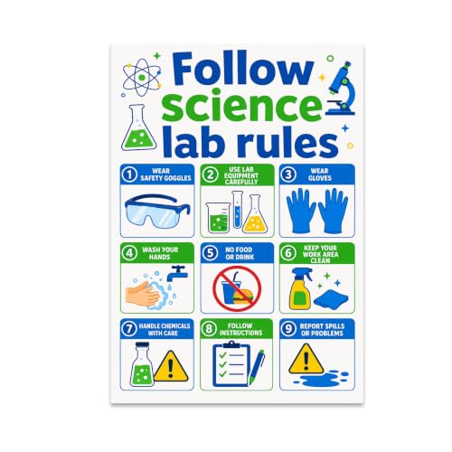 STEM Classroom Poster - Follow Science Lab Rules - 13x19