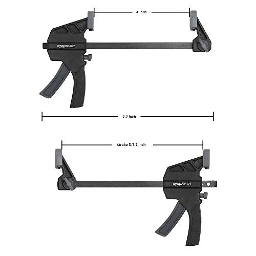 Amazon Basics 6-Piece Easy-to-Use One-Handed Trigger Clamp Set, 2 Pack of 4-inch, 4 Pack of 6-inch, Black/Grey - style: 6-Piece