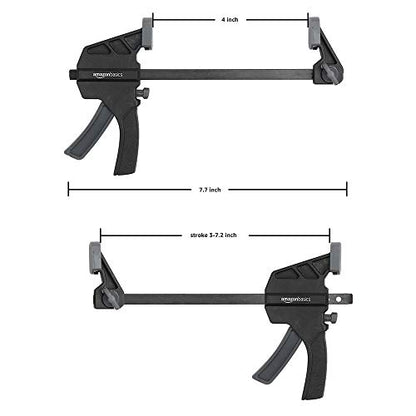 Amazon Basics 6-Piece Easy-to-Use One-Handed Trigger Clamp Set, 2 Pack of 4-inch, 4 Pack of 6-inch, Black/Grey - style: 6-Piece