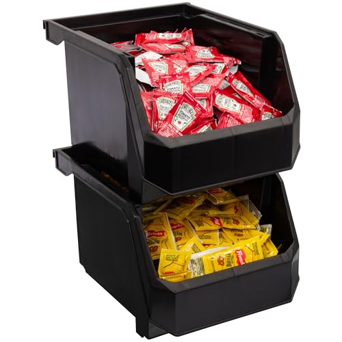 ReadySpace Medium-Tall Stackable Plastic Storage Bins, 4-Pack, Black - color: Black, size: Medium-Tall, 4-Pack