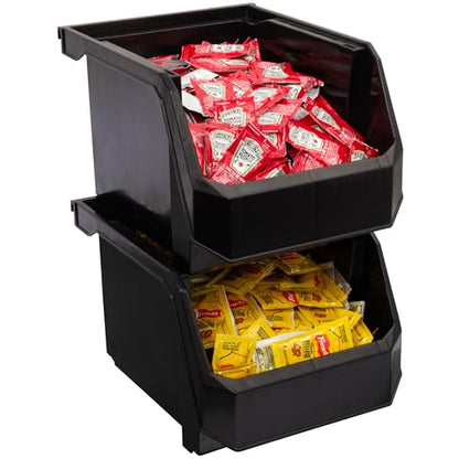 ReadySpace Medium-Tall Stackable Plastic Storage Bins, 4-Pack, Black - color: Black, size: Medium-Tall, 4-Pack