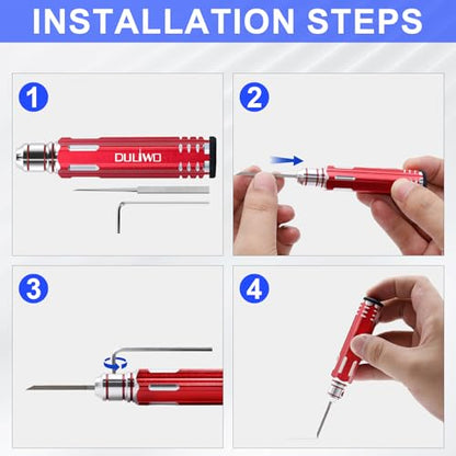 Model Scriber Chisel 7 Blades (0.1/0.2/0.4/0.6/0.8/1.0/2.0mm) - color: Red +Tape