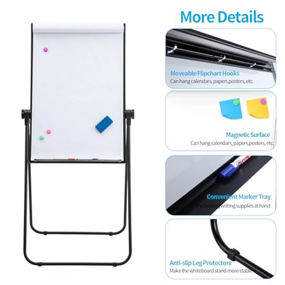U Stand White Board Easel, 36x24 Double Sided Magnetic Dry Erase Board - size: 36"W x 24"H