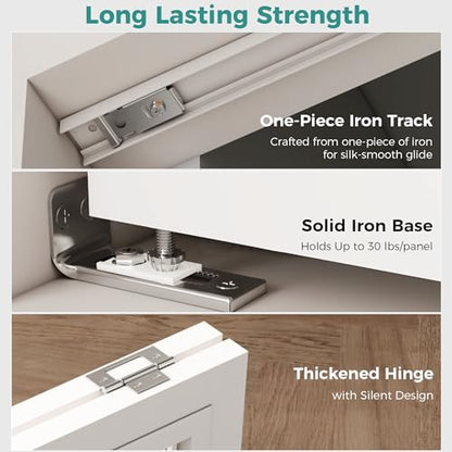 Closet Bifold Door Hardware & 2 x 48 Inch Track, 4 ft Bi Folding Puerta Kit - size: 48 Inch