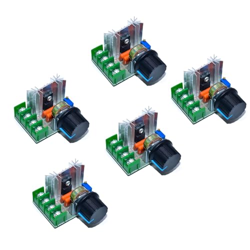 5 Pcs AC 50-220V 2000W 25A Motor Speed Controller SCR High-power Electronic Voltage Regulator Module Motor LED Dimmerswith Speed Control Knob