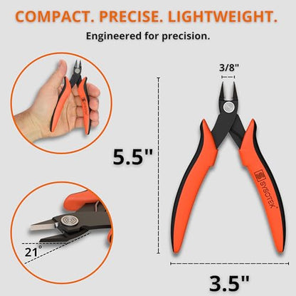 Flush Cutters, Precision Wire Cutters, Diagonal Cutters for Zip Ties, Electronics, Jewelry Making, 3D Printer Filament, Small Wire, Crafting, Models & Fiber Optic Tools