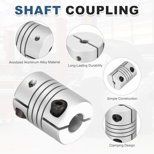 MECCANIXITY 2 Pcs 4 to 6.35mm Flexible Shaft Coupling 20mm L 15mm Dia - size: 4 to 6.35mm
