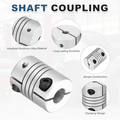 MECCANIXITY 2 Pcs 4 to 6.35mm Flexible Shaft Coupling 20mm L 15mm Dia - size: 4 to 6.35mm