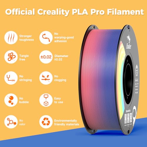 Official CREALITY 3D Printer Filament 1.75mm, Rainbow PLA+ Plus Pro Filament Toughness Upgraded, Ender PLA + Rainbow, 1kg Spool (2.2lbs), Dimensional Accuracy ±0.02mm, Fit Most 3D Printers - color: Pla+ Plus Pro - Rainbow