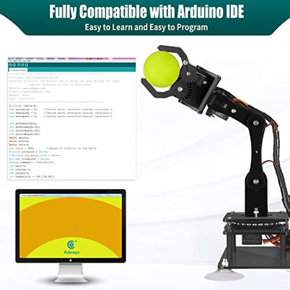 Adeept 5DOF Robotic Arm Kit for Arduino IDE, Programmable DIY Coding Kits - color: Black