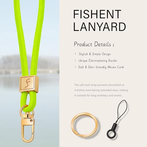Fishent Lanyard, Cute Neck Lanyards for Keys ID Badges Holder, Keychain Key Teacher Lanyard with Safety Breakaway Buckle for Women Men, Neon - color: Neon