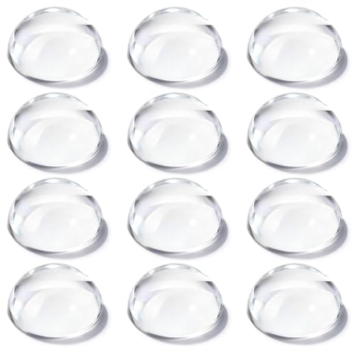 12 Pcs Crystal Dome Magnifying Paperweight, 6X Dome/Paperweight Magnifier Clear Distortion-Free Optics Convex Lens Set for Physics Classroom Home Decor, Paper Weights for Outdoor Events, 1.6inch
