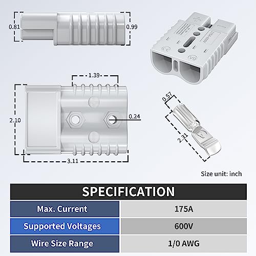 RVBOATPAT 175Amp Battery Quick Connect/Disconnect Connector,12V Wire Harness Plug Connector Kit,2 to 4 Gauge Quick Disconnect Battery Terminal for Car Winch Trailer - 2 Pack - size: 175A