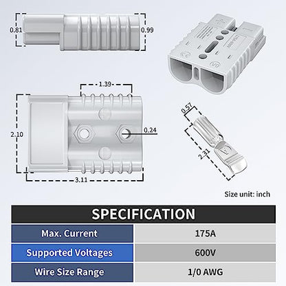 RVBOATPAT 175Amp Battery Quick Connect/Disconnect Connector,12V Wire Harness Plug Connector Kit,2 to 4 Gauge Quick Disconnect Battery Terminal for Car Winch Trailer - 2 Pack - size: 175A