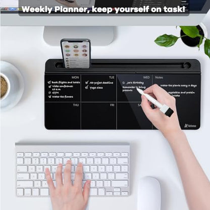 Varhomax Glass Weekly Planner Desk White Board - color: Weekly Planner-black