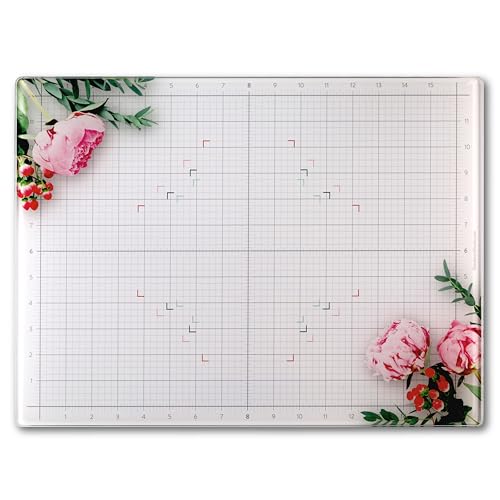 GLASSBOARD STUDIO Glass Craft Mat - Magnetic, Heat & Scratch Resistant - For Crafting, Cutting, Painting, Mixed Media Artwork - Grid Lines, Non-Slip Rubber Feet (Floral 13.5"L x 18"W) - color: Floral, size: 13.5"L x 18"W