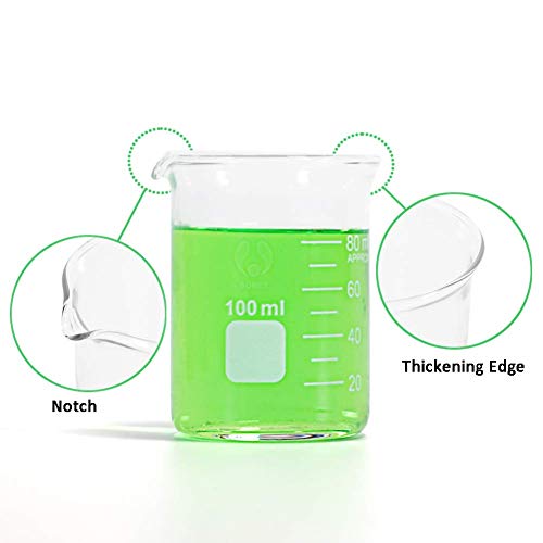 Borosilicate Glass Measuring Low Form Beaker Set 7 Pcs, 10-1000 mL - size: 10ml+50ml+100ml+250ml+400ml+600ml+1000ml