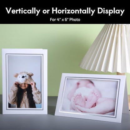 50 Sets Photo Frame Cards with Envelopes 4x6 Paper Picture Frames Bulk - color: White with Silver Lining, size: 4X6
