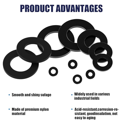 WEGOUP 900pcs Nylon Flat Washer Assortment Kit for Bolts & Screws (M2-M12)