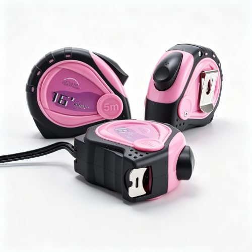 Lichamp Pink Mini Tape Measure 3 Pack 16ft x 3/4in with 1/8 Fractions