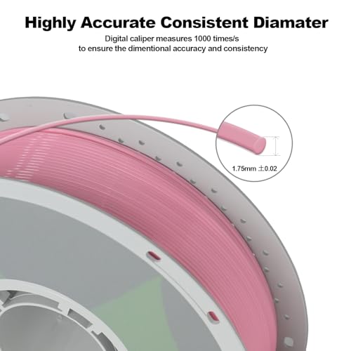 PETG 3D Printing Filament 1.75mm, ±0.02mm Tolerance, 1kg Spool (2.2lbs), Pink - color: Pink, size: PETG