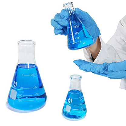 Glass Erlenmeyer Flask Set Graduated Flasks 50ml 150ml 250ml - size: 50ml+150ml+250ml
