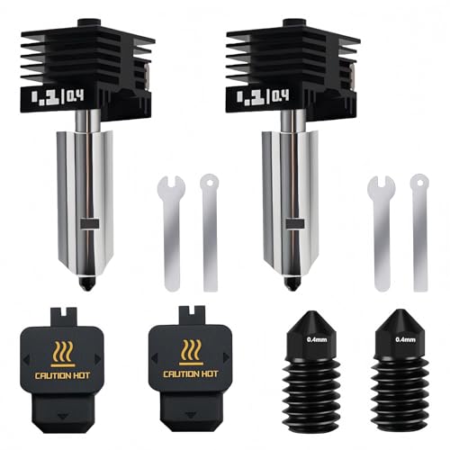 2 Pack 0.4MM Hotend for Bambu Lab H2D, Upgraded Hardened Steel Nozzle Print Head Hot End Assembly Kit with Extra 2PCS 0.4MM Nozzle for H2D Combo 3D Printer - style: 0.4mm Hotend (2PCS)