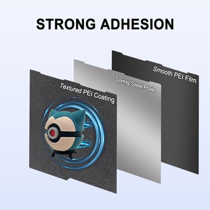 256x268mm Black PEI Double Sided Build Plate for Anycubic Kobra 3 V2/Kobra 3/Combo/ACE Pro, Smooth PEI+Textured PEI Spring Steel Plate Flexible Plate for Anycubic Kobra 3 3D Printer - size: 256x268mm