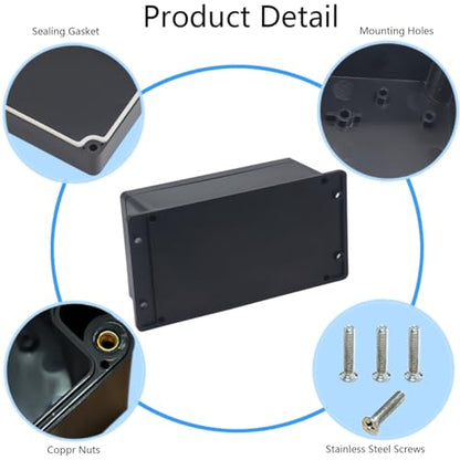 Project Box IP65 Waterproof Junction Box ABS Plastic Electrical Boxes DIY Electronic Project Case Power Enclosure with Fixed Ear 7.87 x 4.72 x 2.95 inch (200x120x75mm) - color: Black, size: 7.87"x4.72"x2.95"