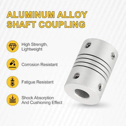 uxcell 4Pcs Flexible Couplings 3mm to 6.35mm Aluminum Alloy Joint Connector - size: 3mm to 6.35mm, style: D16 x L23mm