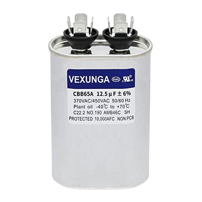 VEXUNGA 12.5uF 370/440/450VAC 50/60Hz CBB65 CBB65A Oval Run Start Capacitor 12.5 MFD 370V/440V/450V Air Conditioner Capacitors for AC Unit Fan Motor Start or Pool Pump or Air Condenser Straight Cool - style: [V01] 12.5uF Oval