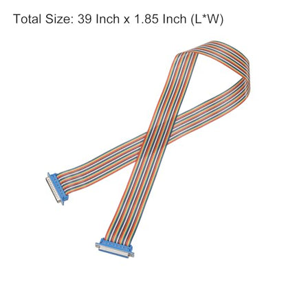 MECCANIXITY 2 Pcs IDC Rainbow Wire Flat Ribbon Cable DB37 Male to DB37 Female 39 Inch Length 2.54mm Pitch Breadboard Jumper Wires for Electronic Projects - size: 39 Inch, style: DB37 Male to DB37 Female
