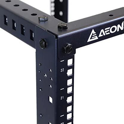 AEONS 18U 4-Post Open Frame Server Rack with Casters, Adjustable Depth - color: B-4POST, size: 18U