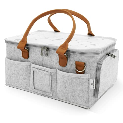 Baby Diaper Caddy With Lid, Diaper Caddy Organizer for New Mom Gifts, Newborn Essentials Must Haves, Registry for Baby, Baby Registry Search, Baby Gift Basket Baby Must Haves Travel Bag - color: Grey