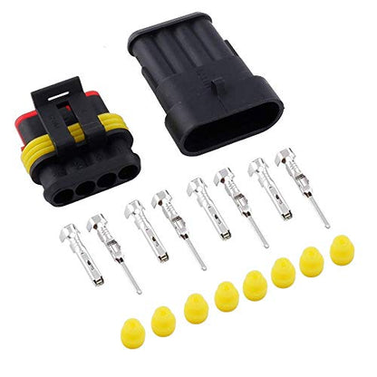 MUYI 10 Kits 4 Pin Way Electrical Connectors for 20-16 AWG Wire Cable 10A - style: 4pin connector(10 sets)
