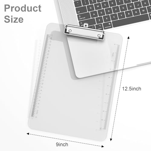 Piasoenc Plastic Clipboards, 8.5 x 11 Clip Board with Ruler, Clear - color: Clear
