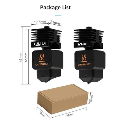 2PCS 0.4mm 0.2mm H2D/H2S/H2C/A1/A1 Mini Hotend Kit All Metal - color: For H2D/H2S/H2C